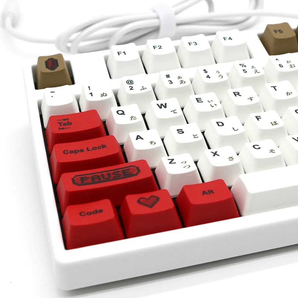 

104 Keys PBT Retro/Matcha Keycaps OEM Profile DYE SUB Personalized Japanese Keycap For Cherry MX Switch Mechanical Keyboards, White/matcha