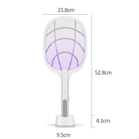 

2 In1 Electric Mosquito Killer With UV Lamp 3000V 1200mAh Rechargeable Bug Zapper Summer Fly Swatter Trap Home Bug Insect Racket, White
