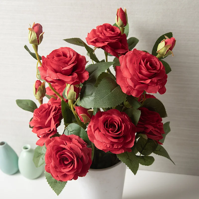 

8.5cm flowers head Fake Rose artificial Flower with 46cm stem long DIY bouquet Wedding home Centerpiece decor suppliers