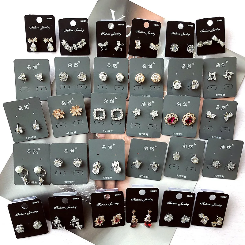 

Aug jewelry Mixed wholesale electroplating alloy geometric shape ladies earrings pearl earrings zircon female earrings, Picture shows