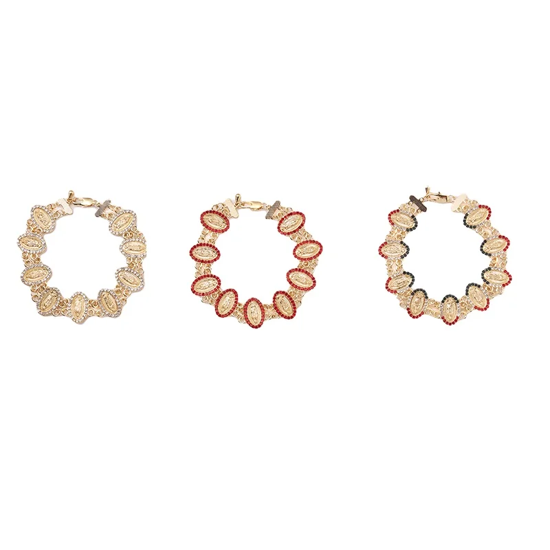 

Top sales simple crystal oval charms alloy multi color bracelet