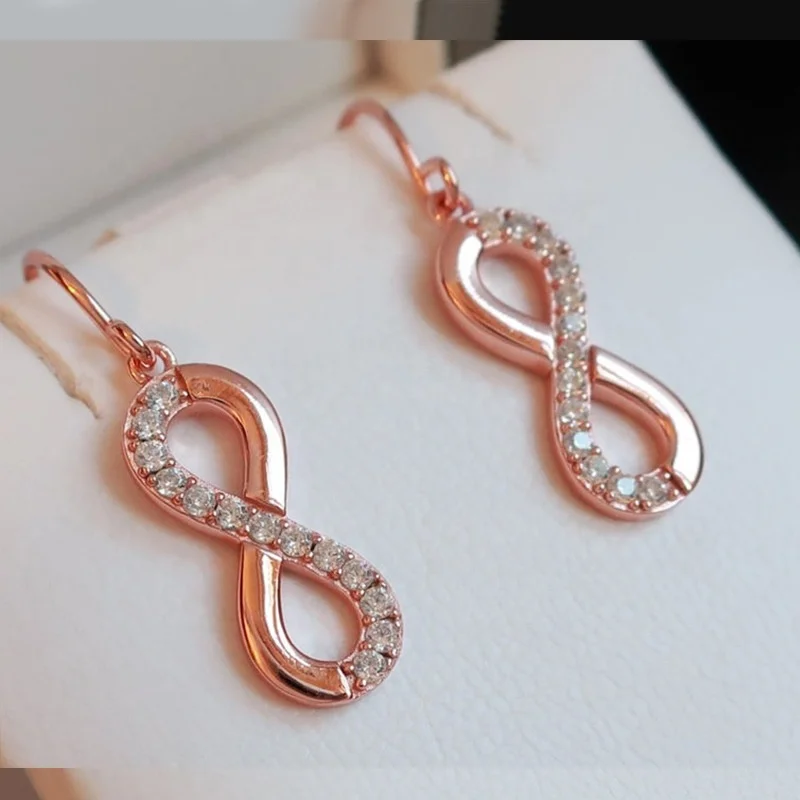 

Fashion Rose Gold Color "8-shaped" Infinity Love Dangle Earrings for Women Ladies Earring Promise Jewelry Gifts