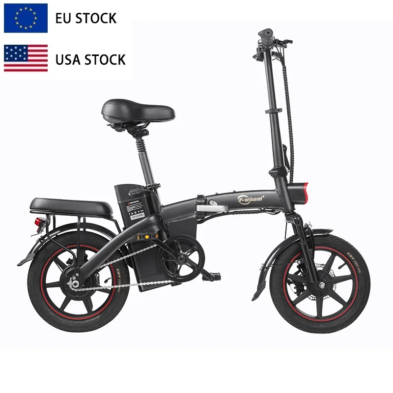 

USA EU warehouse DYU A5 48v 350w foldable folding 2 person eu scooter city mountain road ebike e bike adult electrical bicycle, Black/red/white