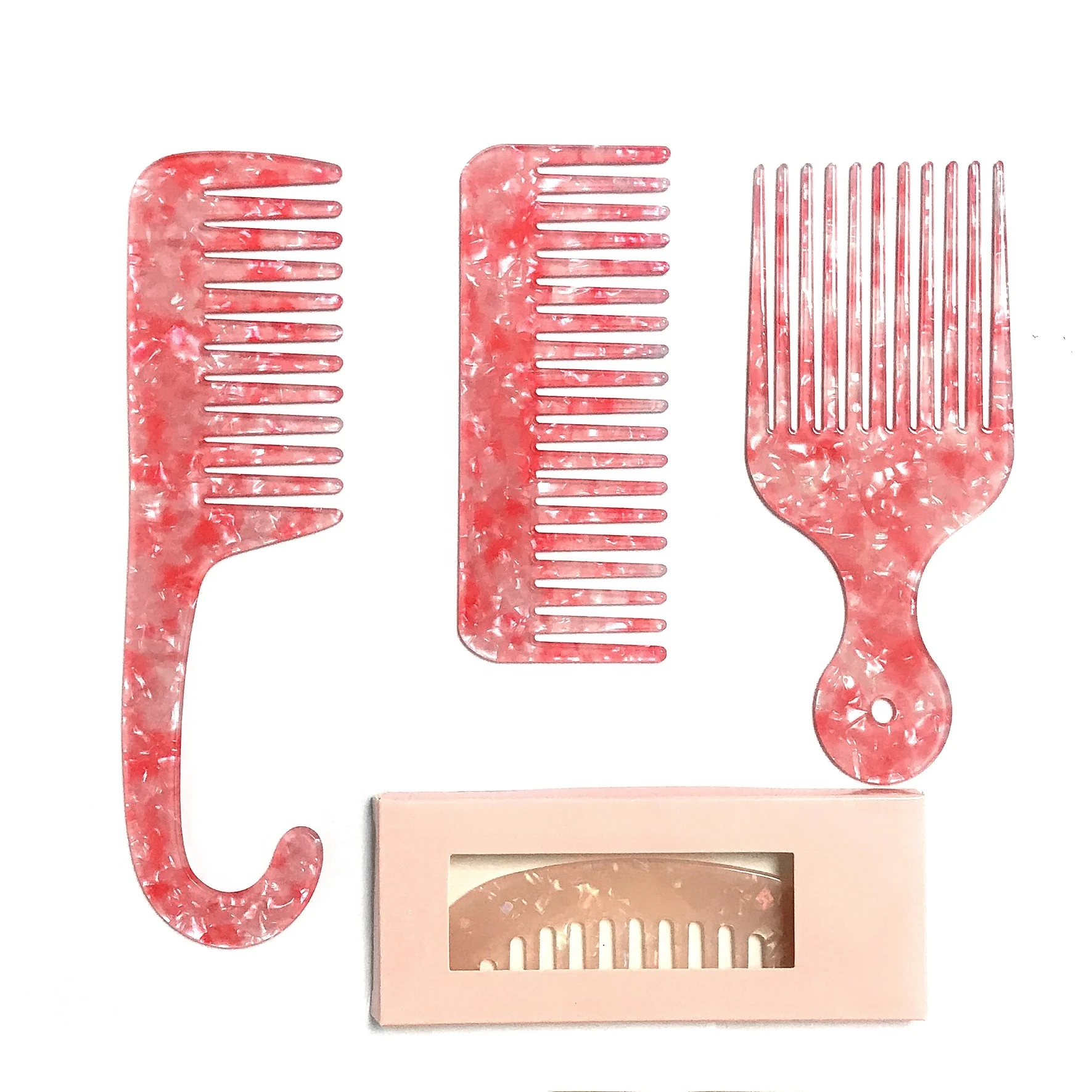 

Large Wide Tooth Combs Curved Hook Brushes Detangling Big Teeth Hairdressing Cellulose acetate comb, Picture