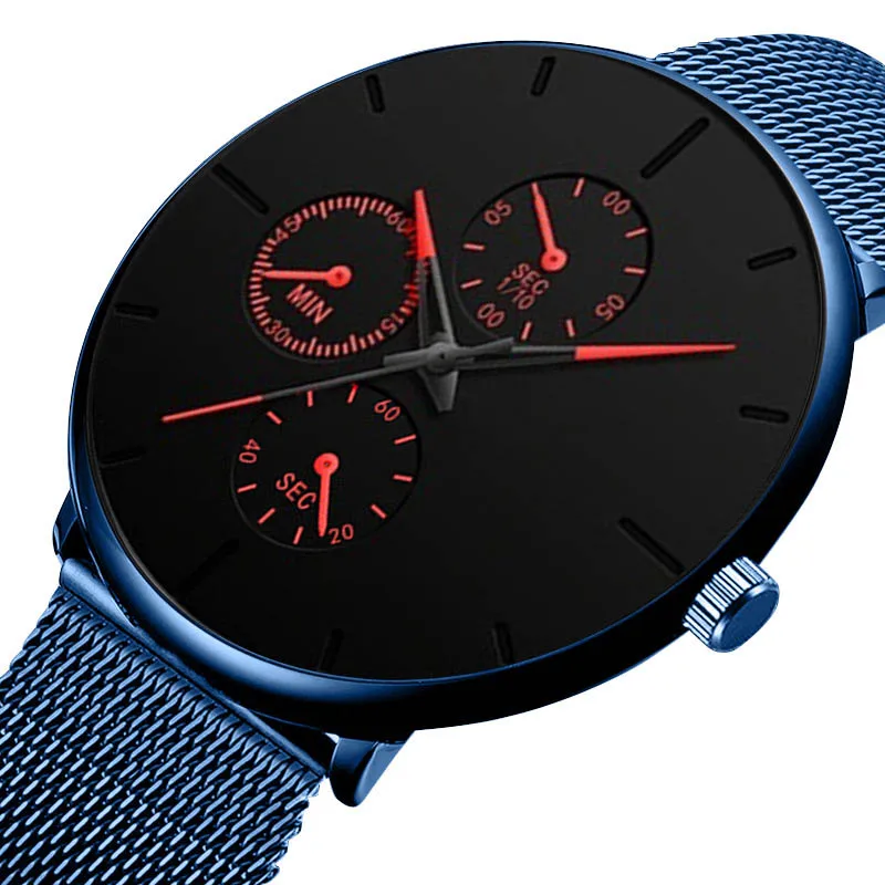 

2021 Factory Sale Men's Watches Simple Casual Stainless Steel Mesh Belt Quartz Watch For Men Fashion Sport Wristwatch For Boys