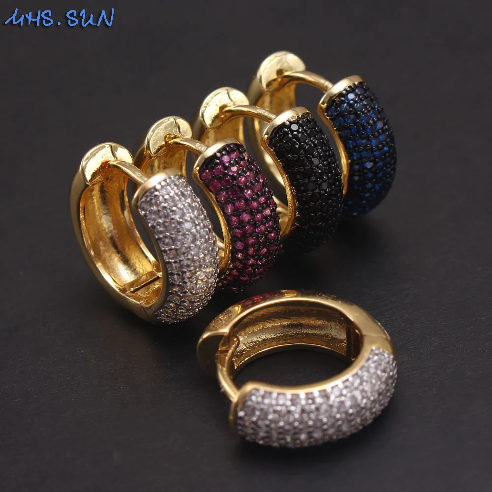 

MHS.SUN Wholesale Price Women 18K Gold Plated Cubic Zirconia Women Hoop Earrings 18K Gold Plated Copper Piercing Jewelry