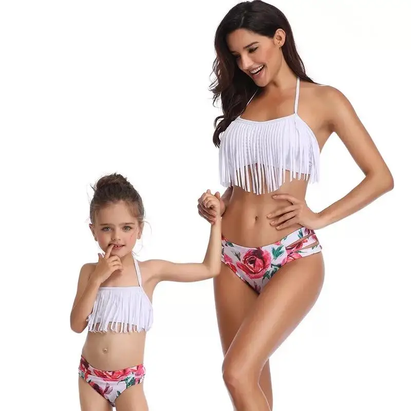

mother and daughter swimsuit mommy and me swimwear bikini family matching clothes outfits look mom mum baby dresses clothing, As picture
