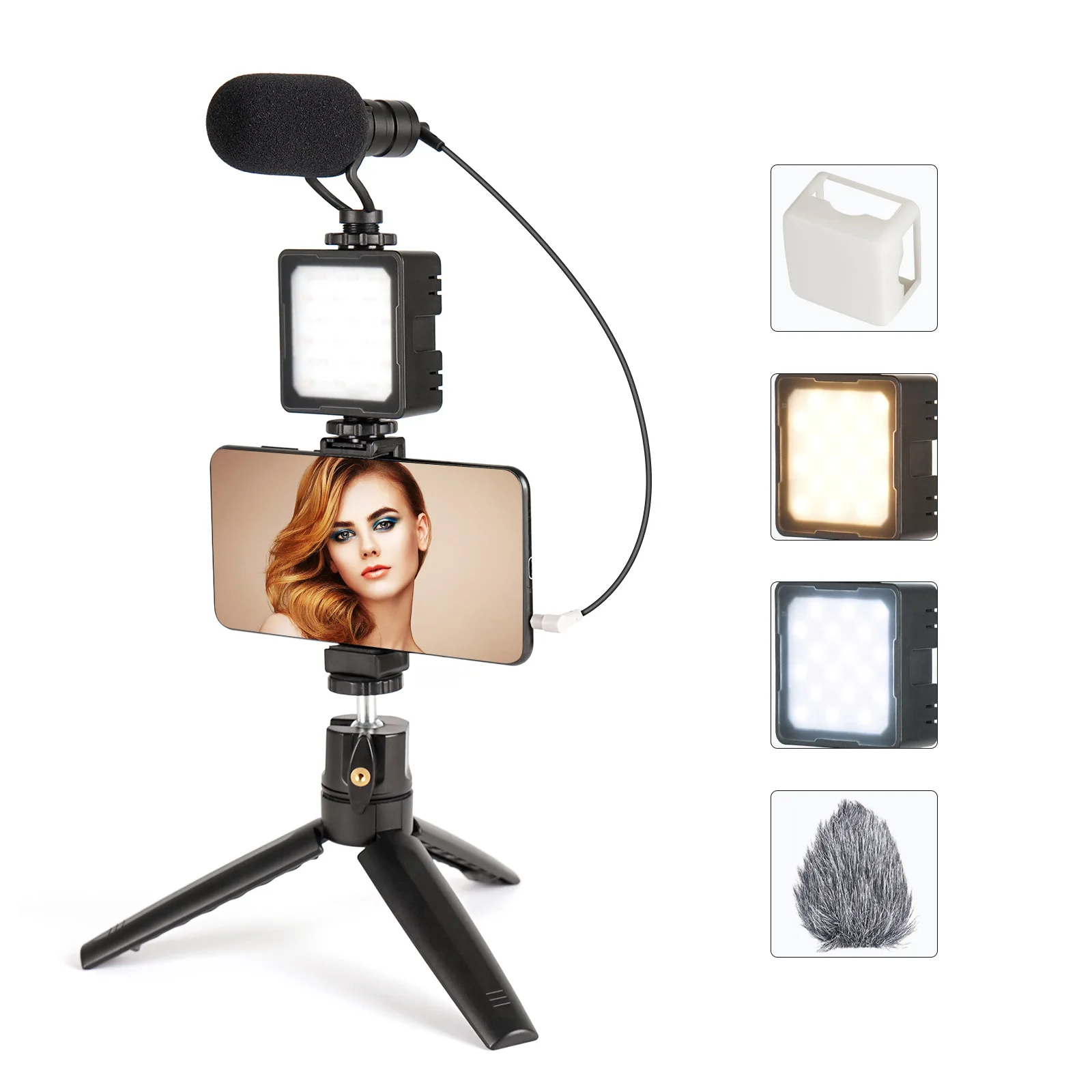

ZGCINE VLOG kit Led video Light Microphone Smartphone Clip Tripod For Vlogger Video audio Youtube VLOGGING for iphone smartphone