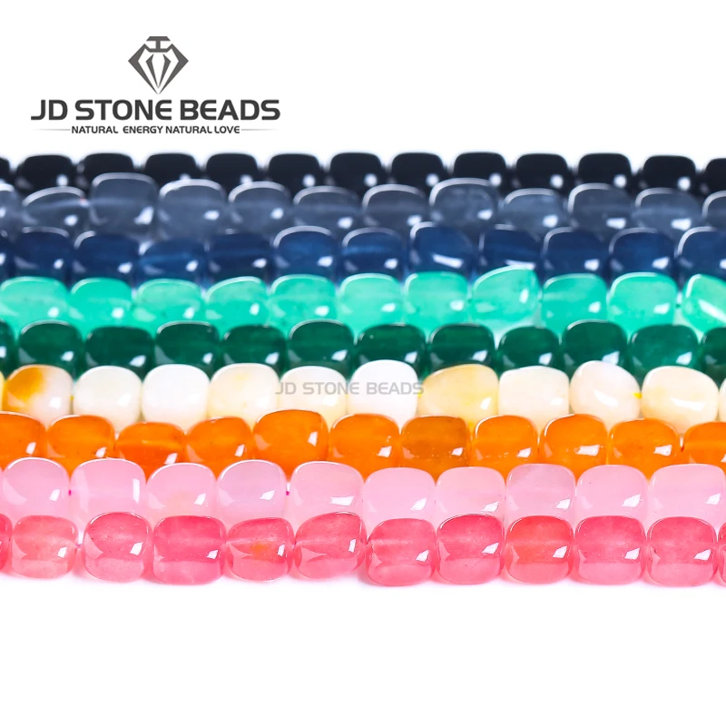 

Chalcedony Natural Yellow Jade Spacer Flat Natural Bead Multi Color Green Square Stone Beads
