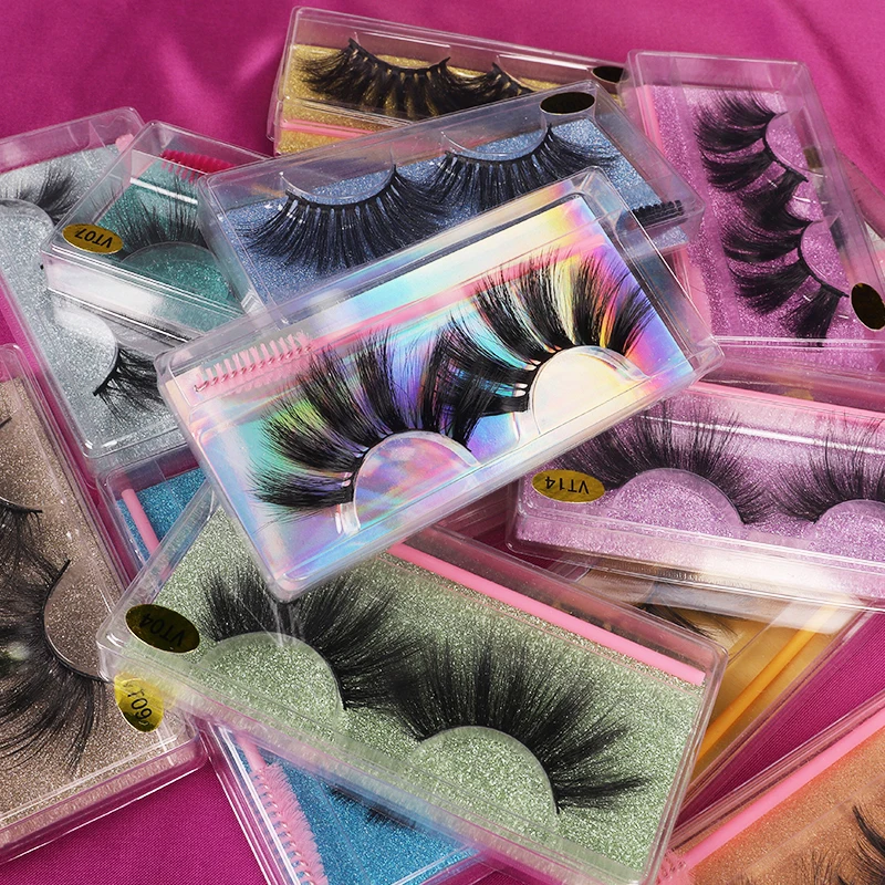 

Wholesale False Lashes Private Label Packaging Handmade Vegan 3D 5D Silk Lashes Synthetic Eyelashes Faux Mink Eyelashes, Natural black mink eyelashes