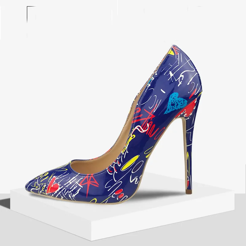 

2020 hot style single toe point shallow mouth bold fancy high-heeled shoes
