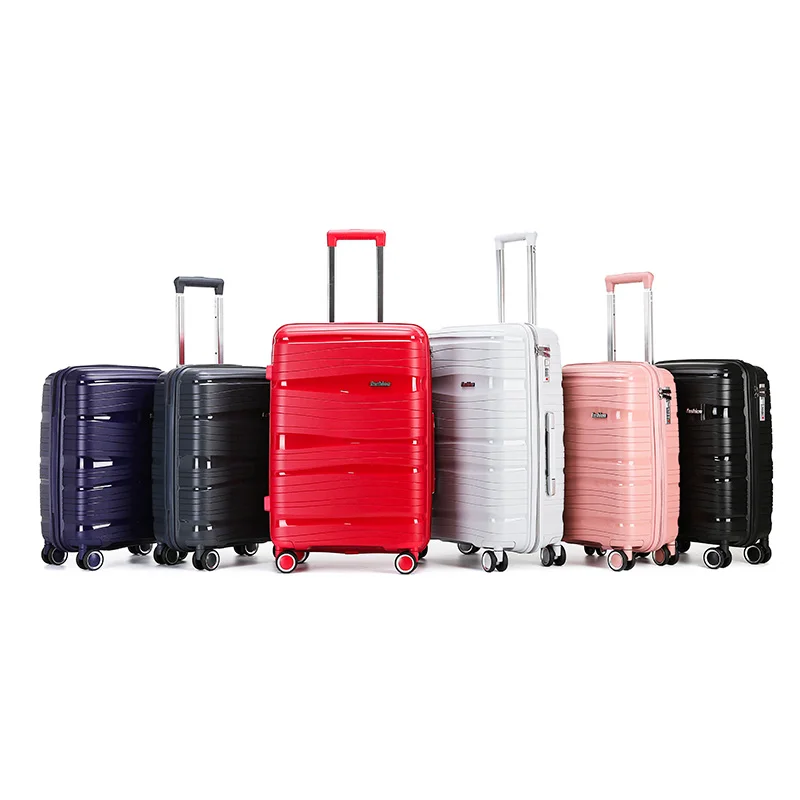 

pp luggage set hard shell 3 pcs luggage set 4 spinner wheels suitcase cabin trolley travel bag, Silver, blue, pink, grey, white,wine red, customized