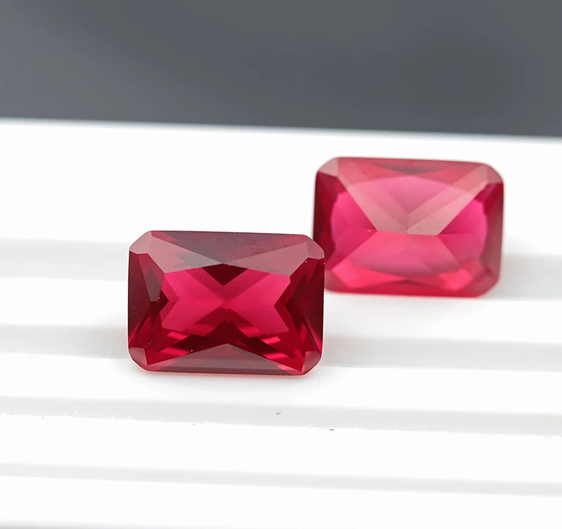 

Yuying Gems Rectangle shape Ruby Red Corundum Gemstone 13x18mm Synthetic Corundum Loose Stones, Attractive