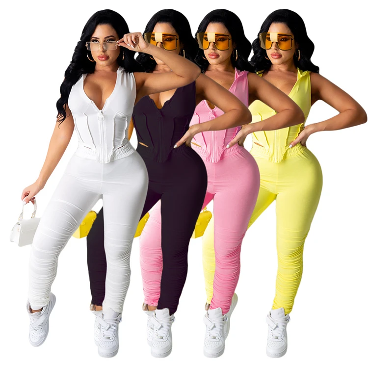 

L07311 new arrival 2021 crop top hoodies wholesale jogger set women two piece Two Piece, Picture