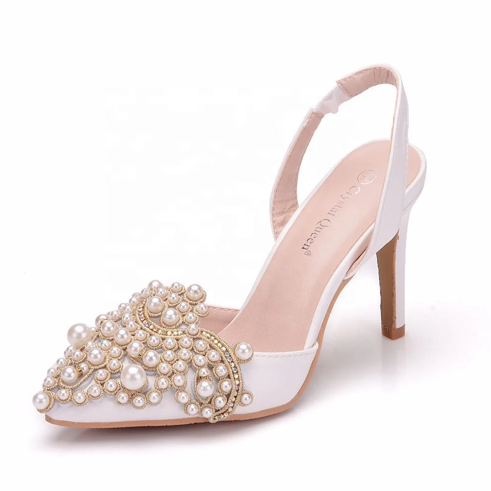 

Summer Pearl Fine High-heeled Bridal Wedding Shoes Large Size banquet Women Sandals, As picture