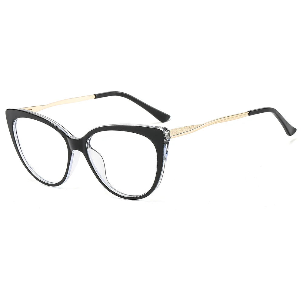 

LBAshades New Arrival Big Frame Cat Eye Glasses Women Eyewear Metal Temple Optical Frames Eyeglasses