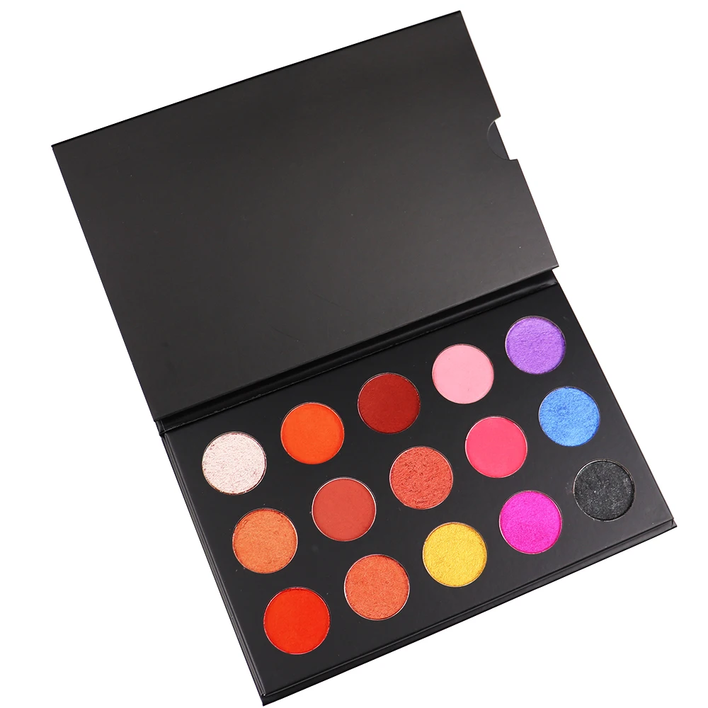 

makeup custom your own logo pressed glitter eyeshadow 15 color colors matte shimmer palette private label vegan