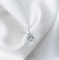 

Necklace Pendant Female Drops Clear Small Fresh Single Diamond Necklace 925 Silver