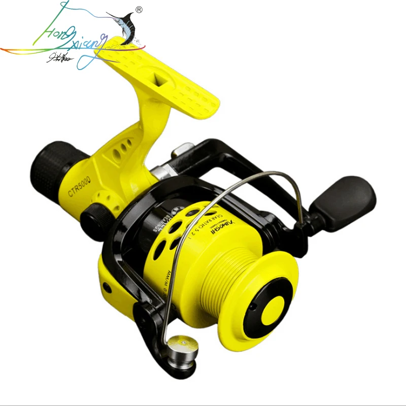 

CTR2000-7000 12BB 5.5:1 Fishing Reel Foldable Arm Rocker Lightweight Rear Drag Plastic Spool Fish Spinning Wheels, Black