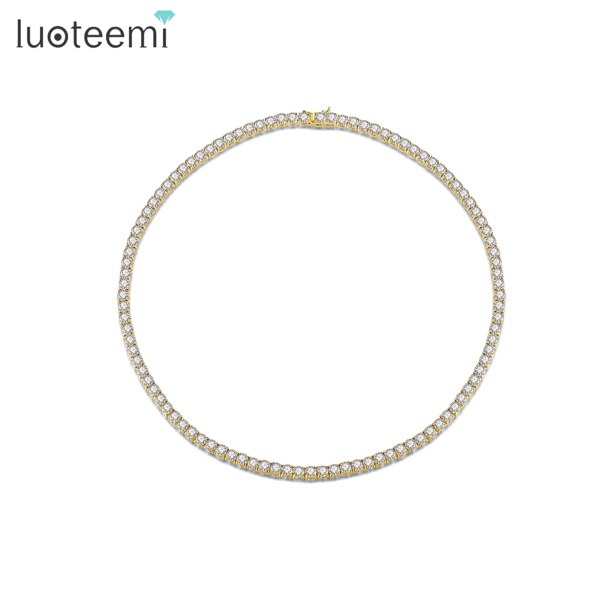 

LUOTEEMI 5mm Tennis Chain Diamond Necklace Iced Out Hip Hop Golden Tennis Chain Bling CZ Necklace