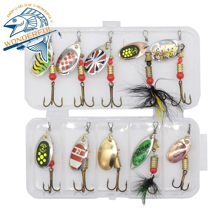 

Bionic Hard Metal Freshwater Bass Zander Wobbler Sequin Spoon Fishing Spinner Bait Kits With Treble Hooks