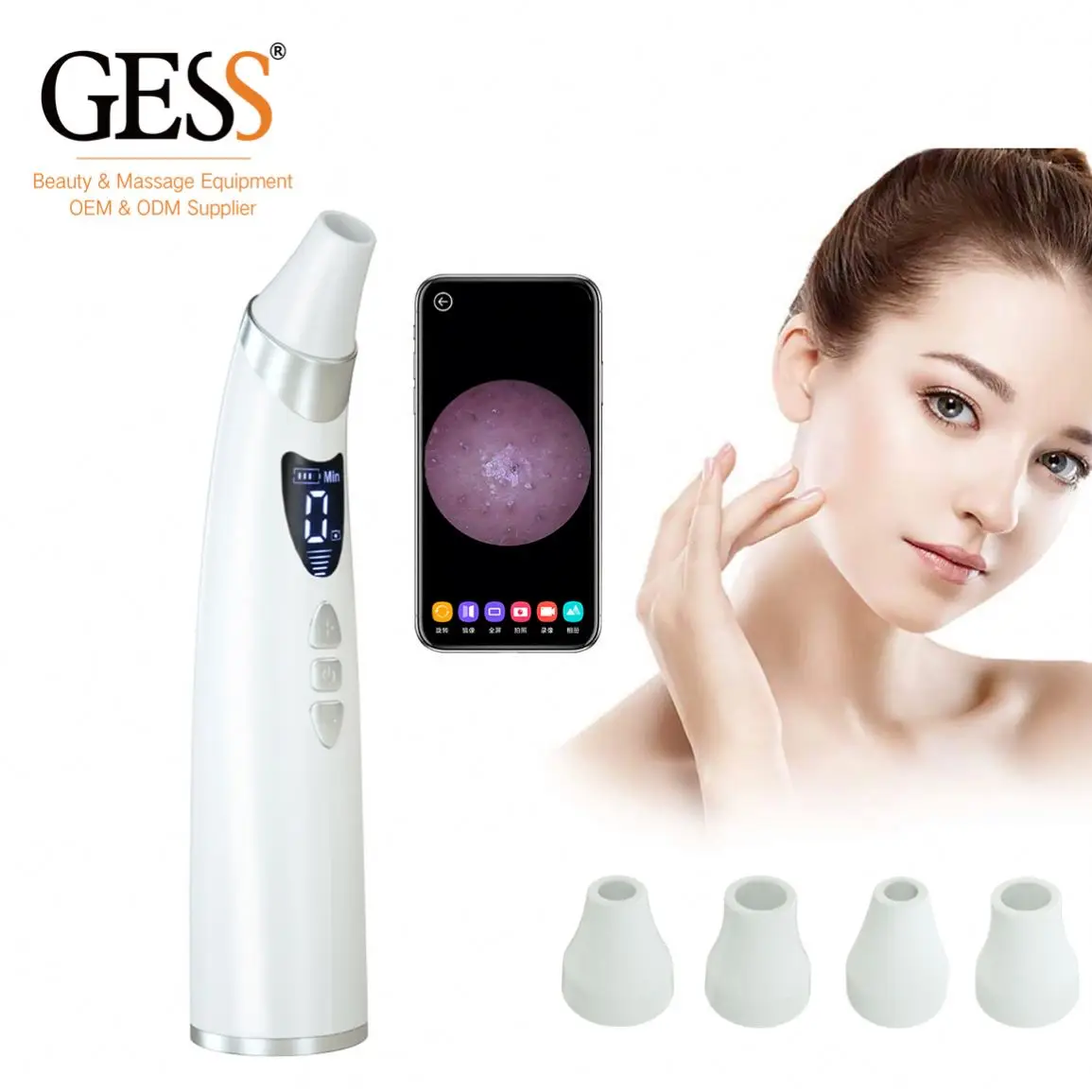 

GESS New In 2019 Best Acne Remover Facial Pore Cleaner Suction Vacuum Blackhead Remover, White