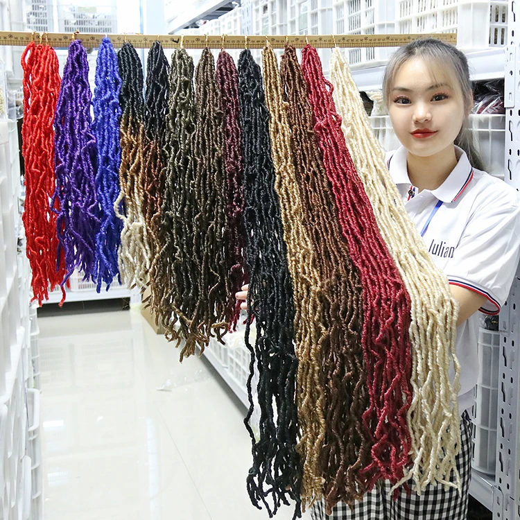

Synthetic Crochet Hairs Soft Faux Locs For African Xuchang Fiber Wholesale Braids Extension Synthetic Hair, #1b #4 #27 #30 #613 #bug #blue #t27 #t30 #tbug