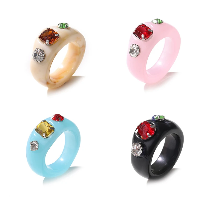 

Transparent Colorful Crystal Irregular Geometry Rhinestone Resine Acrylic Rings