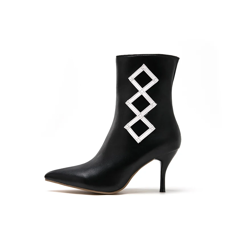 

Pointed head Patchwork with Side Zipper stilettos Ladies'boots