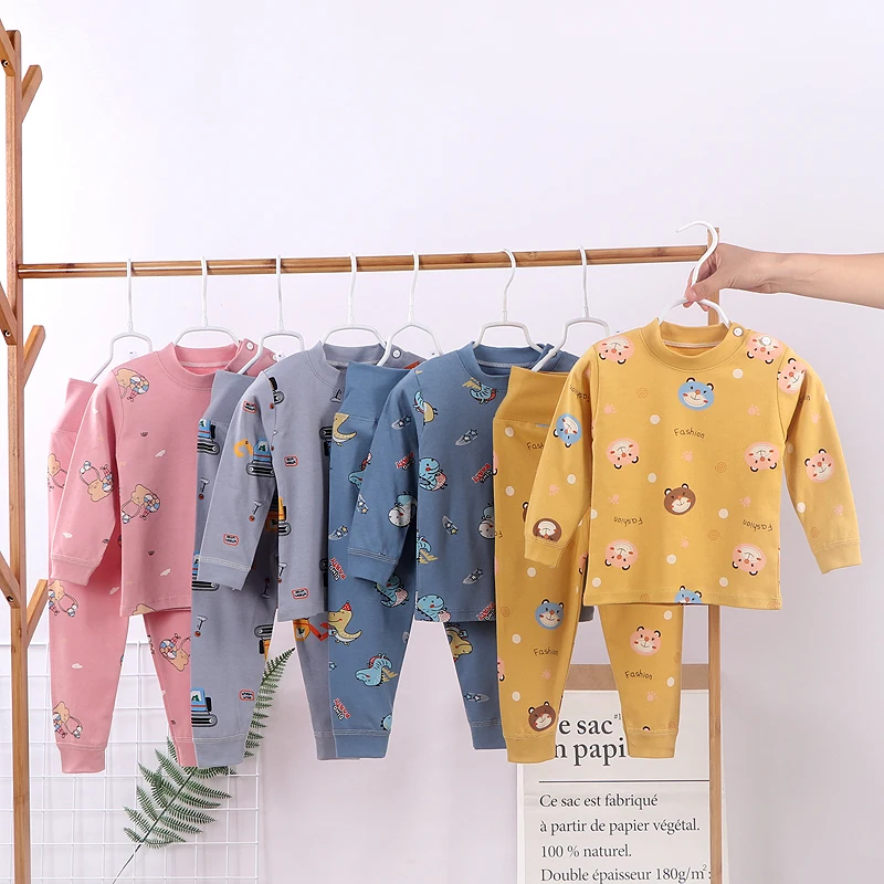 

100% Cotton Kids Fashion Sleepwear Baby Cartoon Leisure Long Sleeved T-shirts + Pants Newborn Baby Girls And Boys Clothes, Picture shows