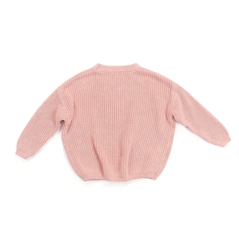 

Wholesale Monogram 2021 Hot Sell Simple Long Sleeve Pullover Knitted Pink Sweater For Babies, As pics shown