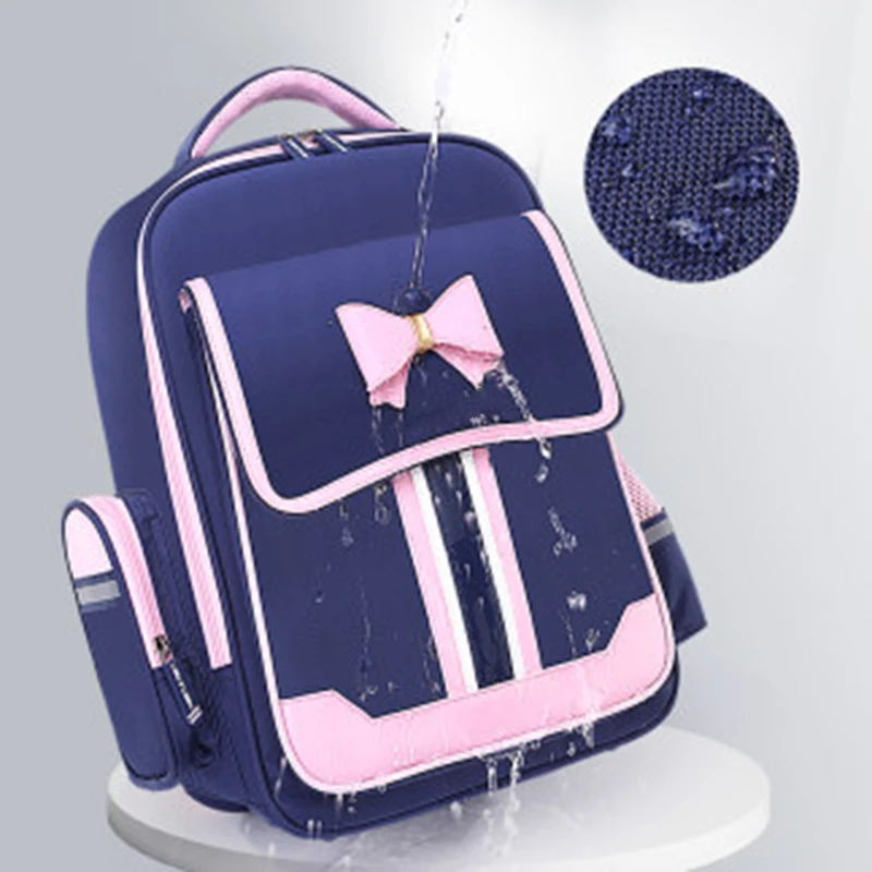 

Schoolbag female primary school children one - five to six grade weight reduction ridge waterproof super light shoulders, Navy blue/red/pink/rose