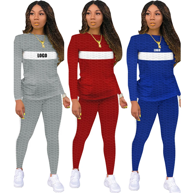 

Free Shipping fashion female joggers sets patchwork fitness casual sport suits blank woman Waffle Fabric tracksuit, Color avaliable