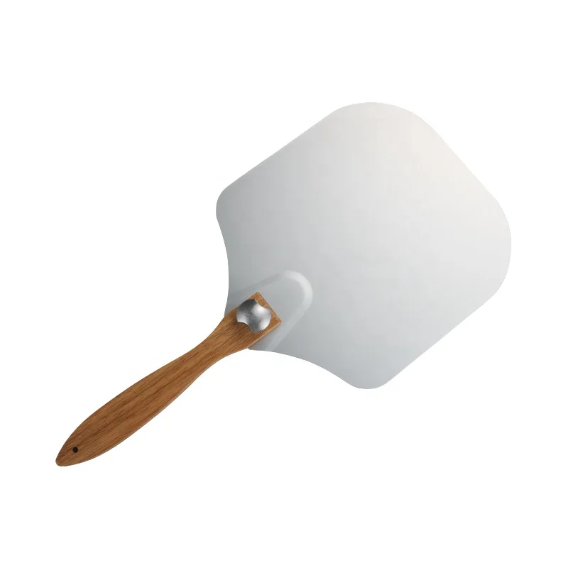 

high quality Solid Wood Handle Round Stainless Steel foldable handle Pizza Shovel