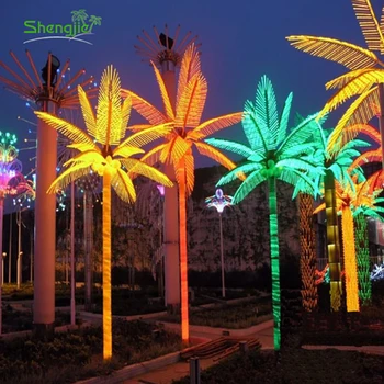 Outdoor Colorful Led Artificial Lighted Coconut Palm Tree For