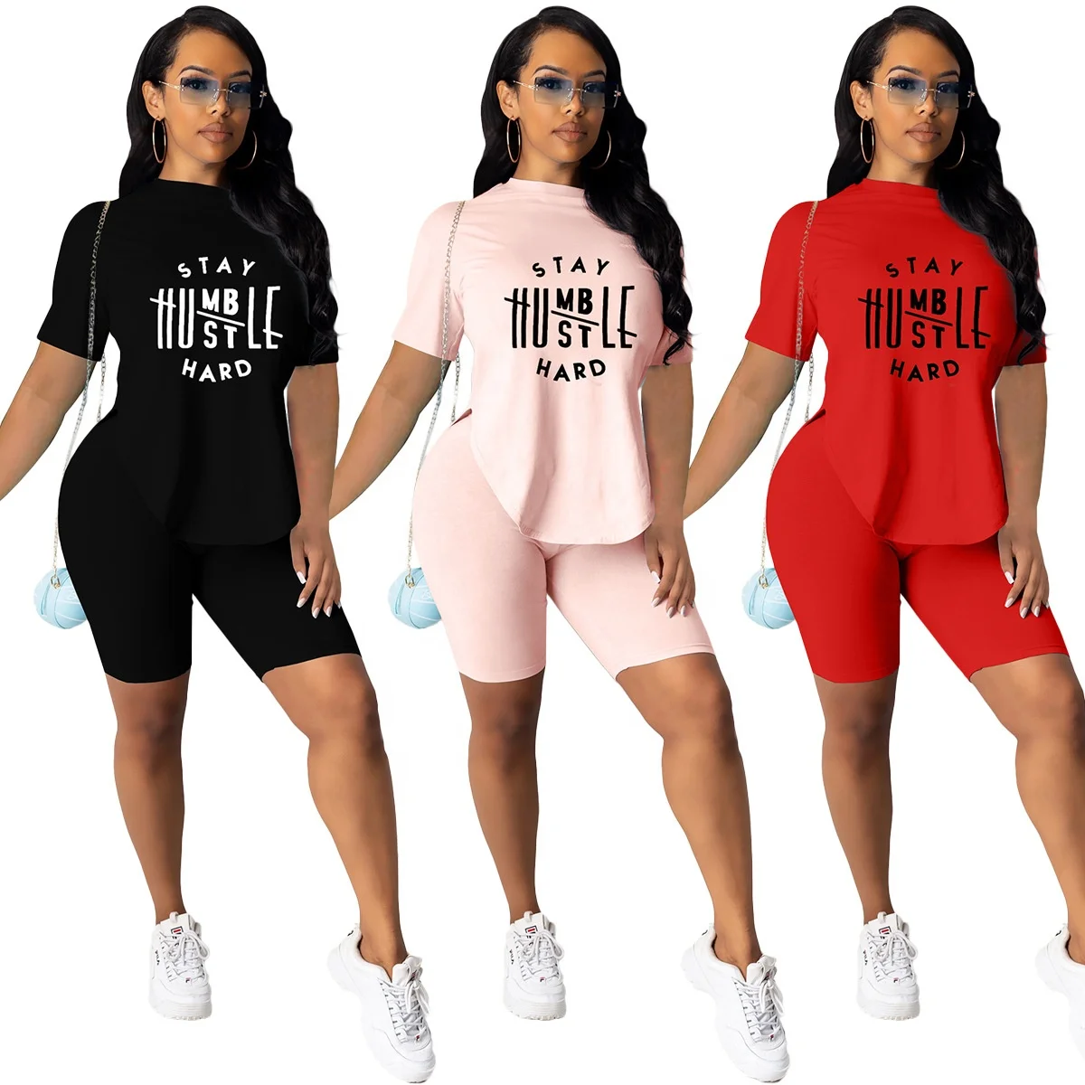 

MT70-8501 Wholesale sports 2-piece women's short sleeve sweatshirt and shorts two-piece jogger suit suit clothing