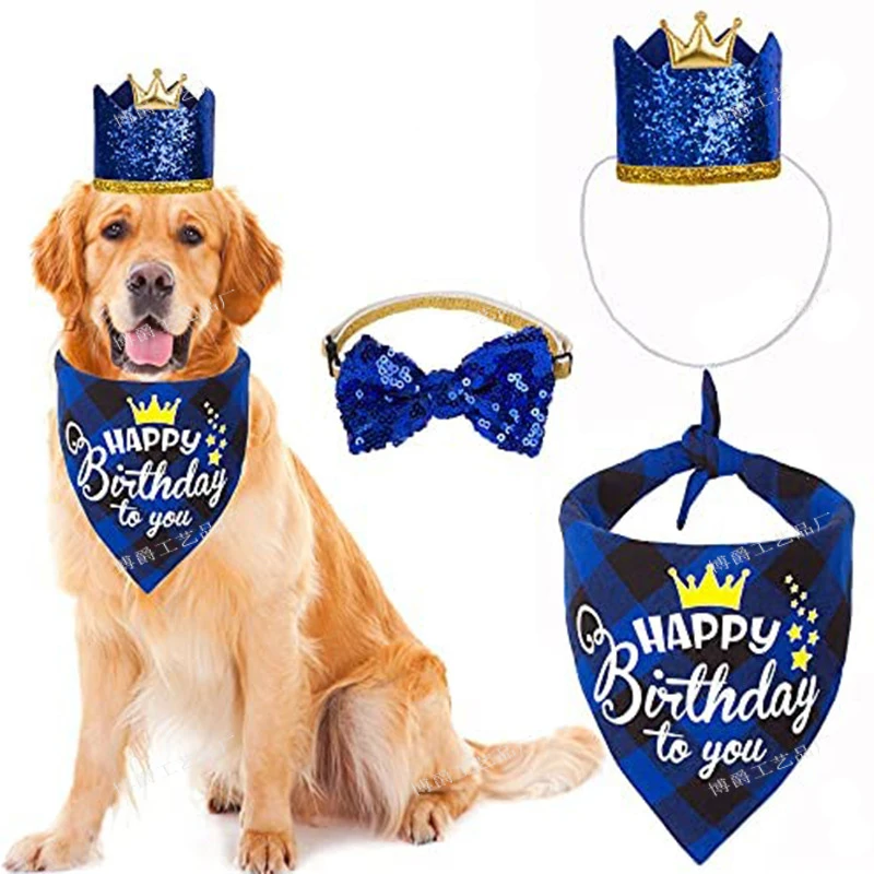 

Hot Birthday Party Supplies Dog Birthday Bandana Crown Scarfs Banner Balloon with Cute Doggie Birthday Party Supplies, 5 options