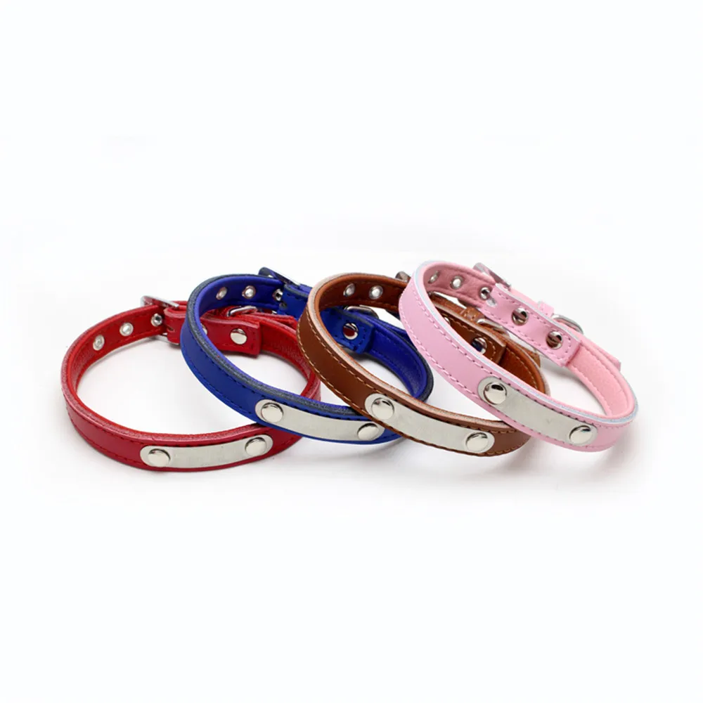 

Hello Selected drop shipping Adjustable Pet Collar Stainless steel patch Soft PU material