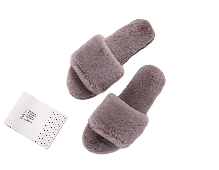 

Autumn winter new simple one word slippers woman indoor and outdoor anti-slippery wear flat slippers, Pink/white/grey/black/jacinth