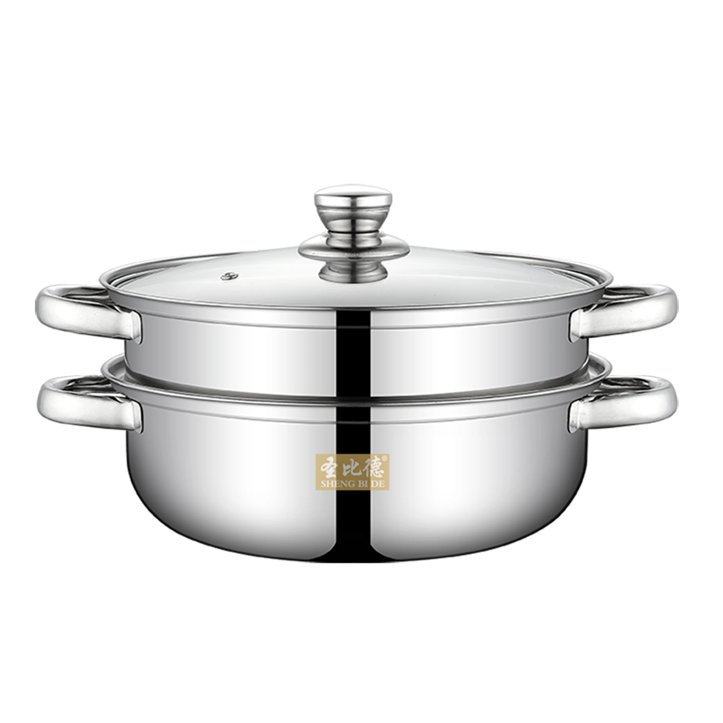 

Stainless steel multifunctional steamer 2 layer glass cover steamer steaming pot