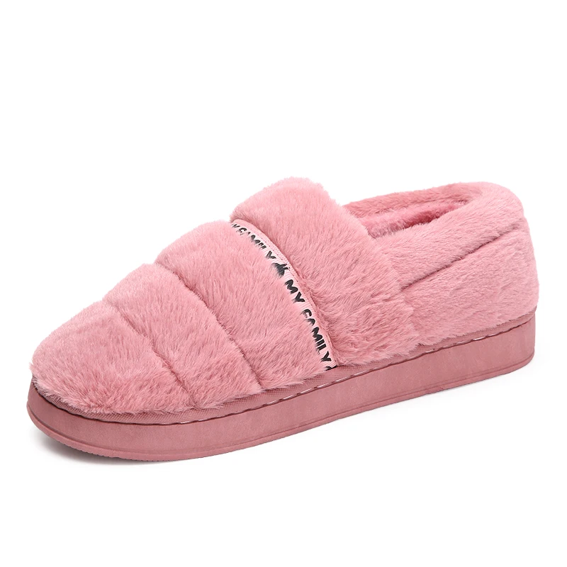 

Cotton Plush Indoor Fluff Non-Slip Slides Women's Slippers House Winter Indoor Cotton Slippers, Solid color
