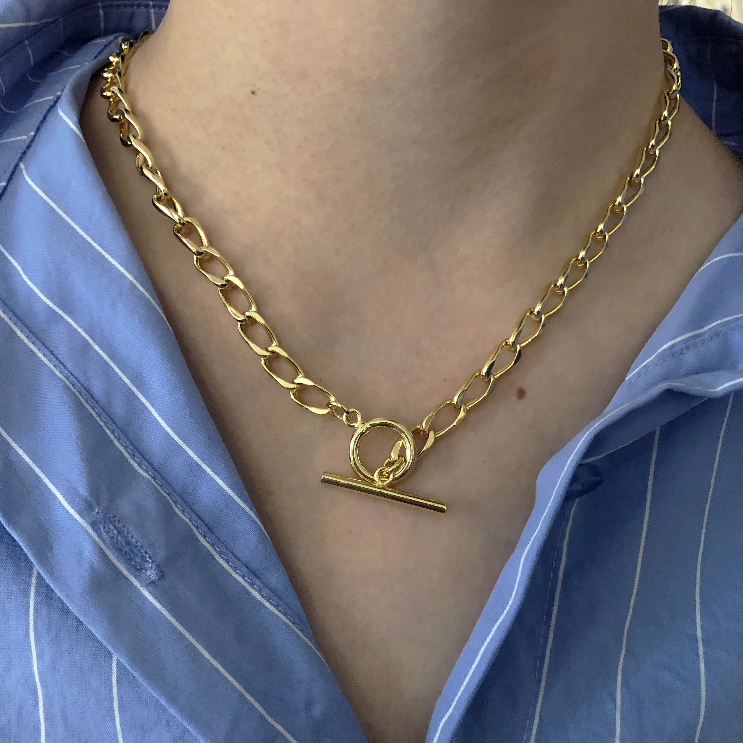 

Eico Silver Gold Color Necklace Chain Stainless Steel Male necklace Mens Necklace Hip-Hop Big O Link Chain Jewelry