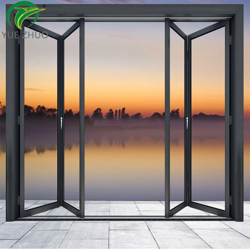 Interior bifold design frameless glass folding door for living room