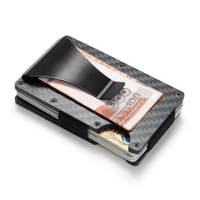 

carbon fiber money clip rfid wallet, 2019 best sell carbon fiber wallet card holder, Black, gold, silver, rosy, blue