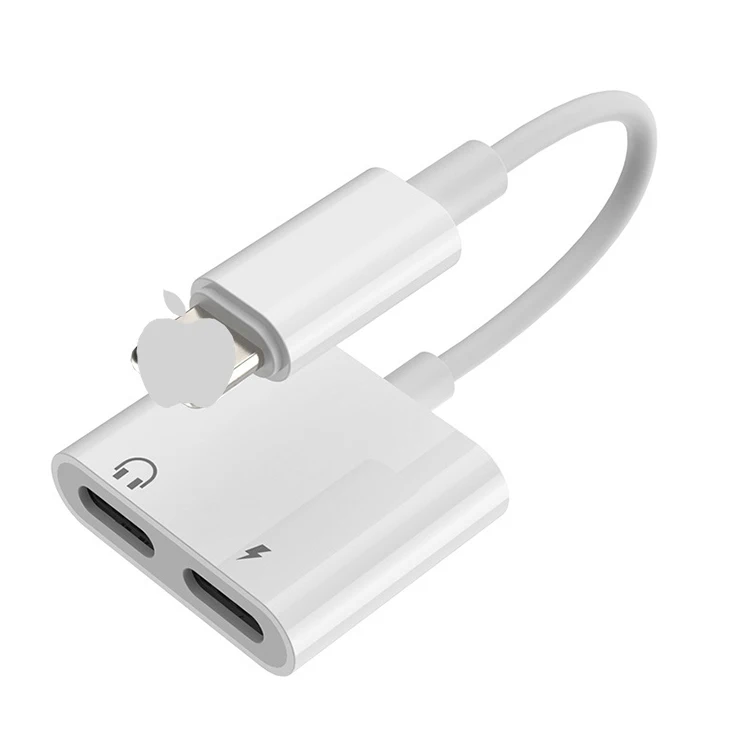 

Splitter 3.5mm Headphone Adapter And Dual Port Adapter for iPhone 2 In 1 Charging And Music Listening, White