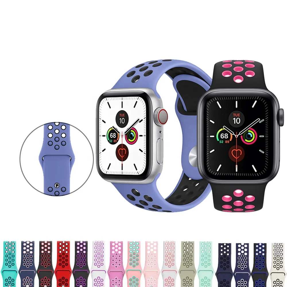 

For iWatch 44mm 40 38 42 Rainbow Wrist Silicone Band for Apple Watch Strap Sport Loop for iWatch Series 7 6 5 4 3 SE