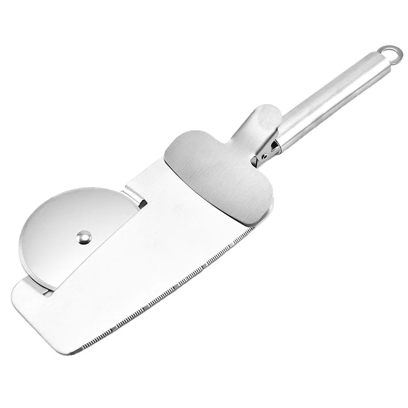 

Japanese baking tools and equipment Stainless steel pizza wheel multifunction pizza peel shovel with clip, Silver or customized