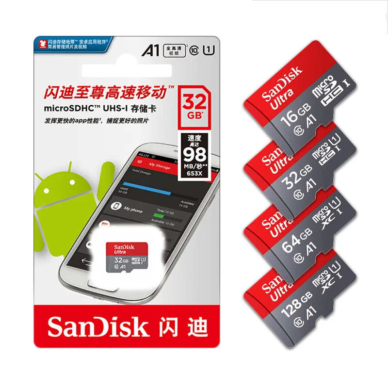 Wholesale Original SanDisk 32GB 64GB 128GB 200gb 256GB 400gb Flash Micro TF SD Cards A1 Ultra Class 10 U1 U3 A2 Memory Card
