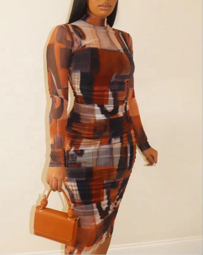 

Plus Size Women Clothing XL XXL 5XL Long Sleeve Casual Vintage One-piece Dress