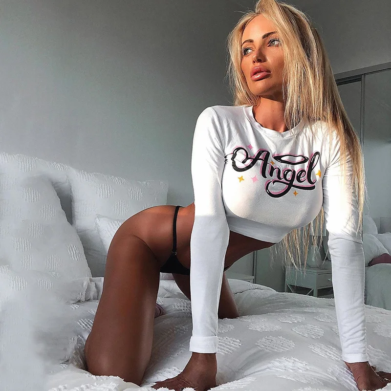 

2020 new fashion sexy women top blouse shirt woman clothing long sleeve sexy ladies short crop tops, White/oem